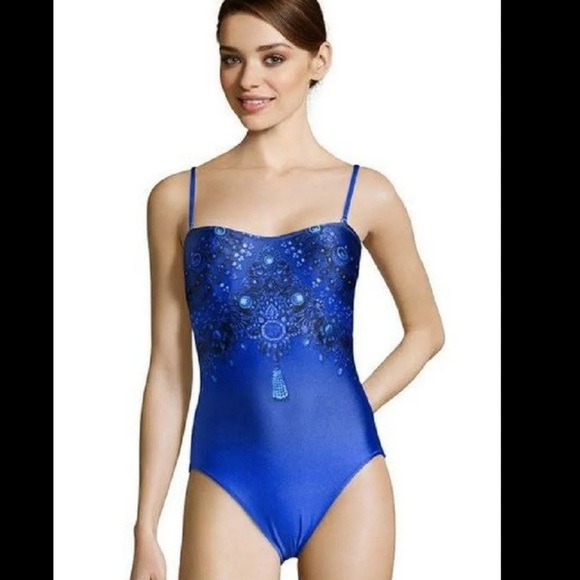 Gottex Blue Jewel Sultan Bandeau One Piece Swimsuit Women’s Size 8 US NWT - Picture 1 of 12